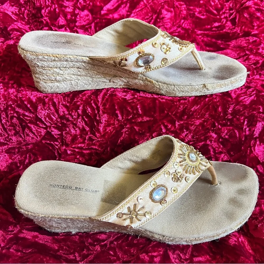 Vintage Montego Bay Club Beaded Espadrille Wedges - Picture 3 of 13